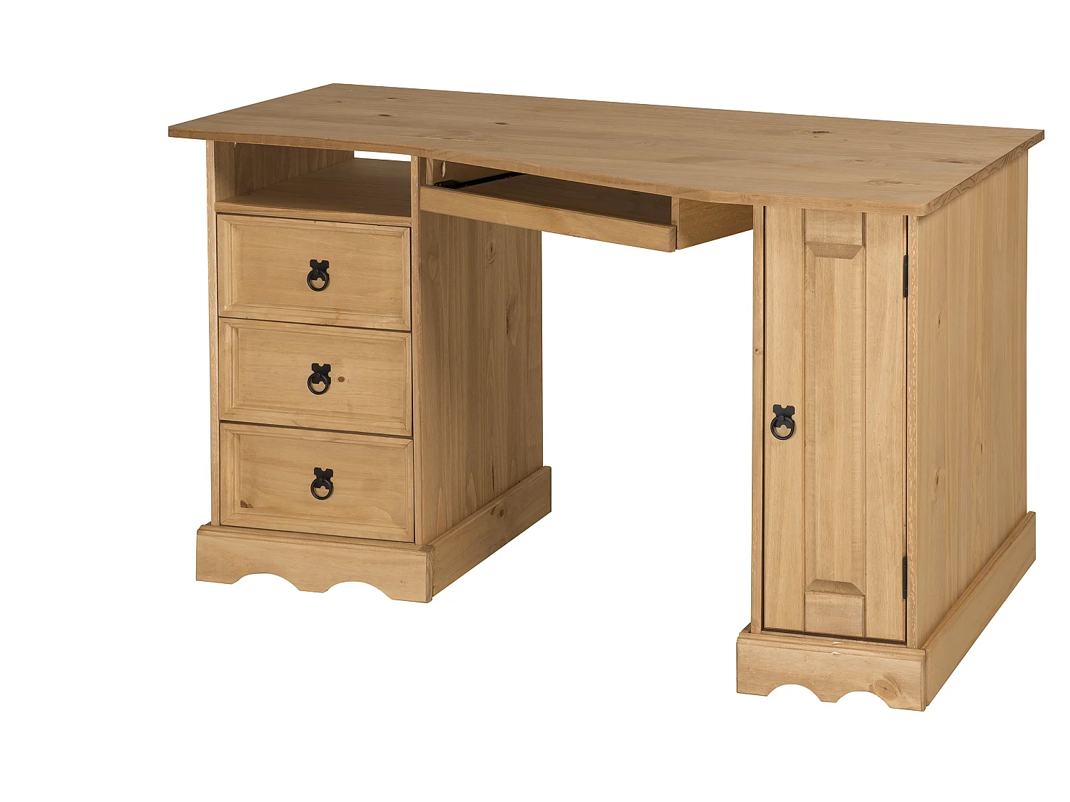 Mercers Furniture Corona Corner Computer Desk 3 Drawer 1 Door Office Bedroom Solid Wood Pine Wooden with Mexican Styling