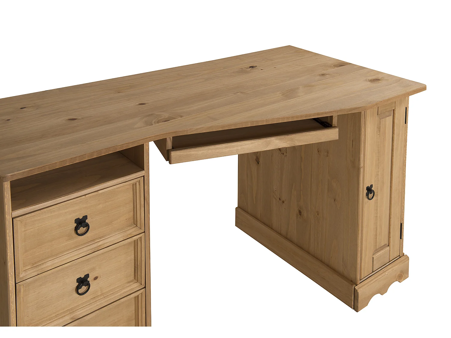 Mercers Furniture Corona Corner Computer Desk 3 Drawer 1 Door Office Bedroom Solid Wood Pine Wooden with Mexican Styling