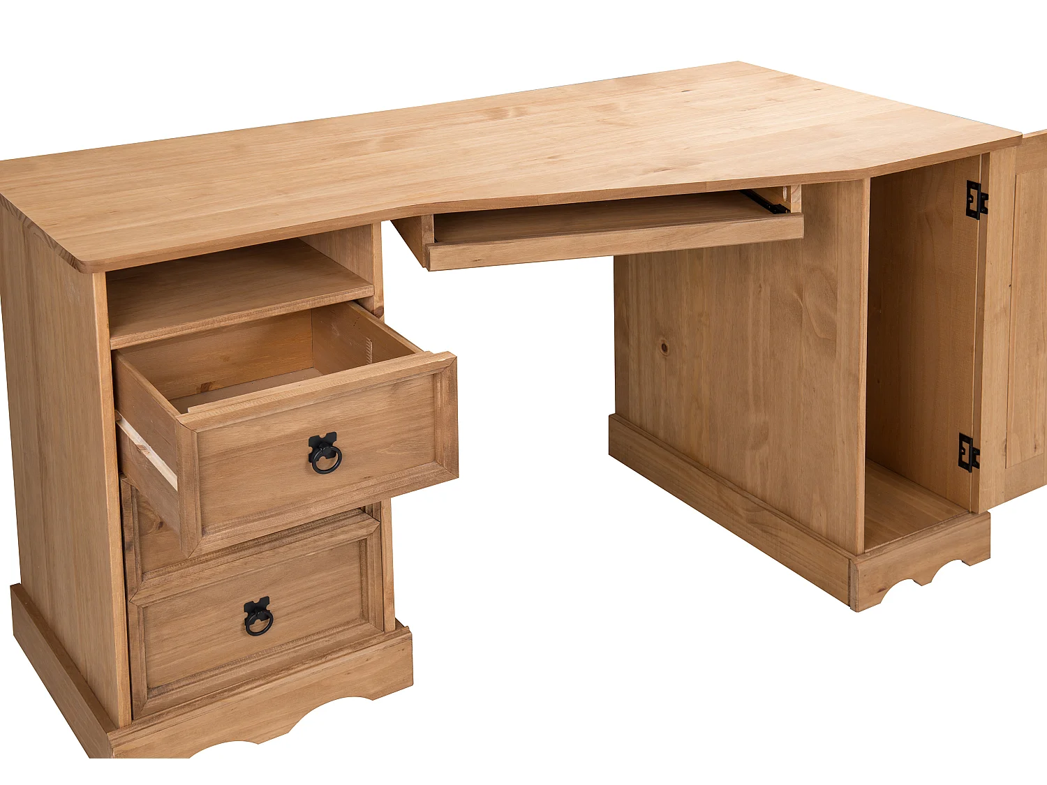 Mercers Furniture Corona Corner Computer Desk 3 Drawer 1 Door Office Bedroom Solid Wood Pine Wooden with Mexican Styling