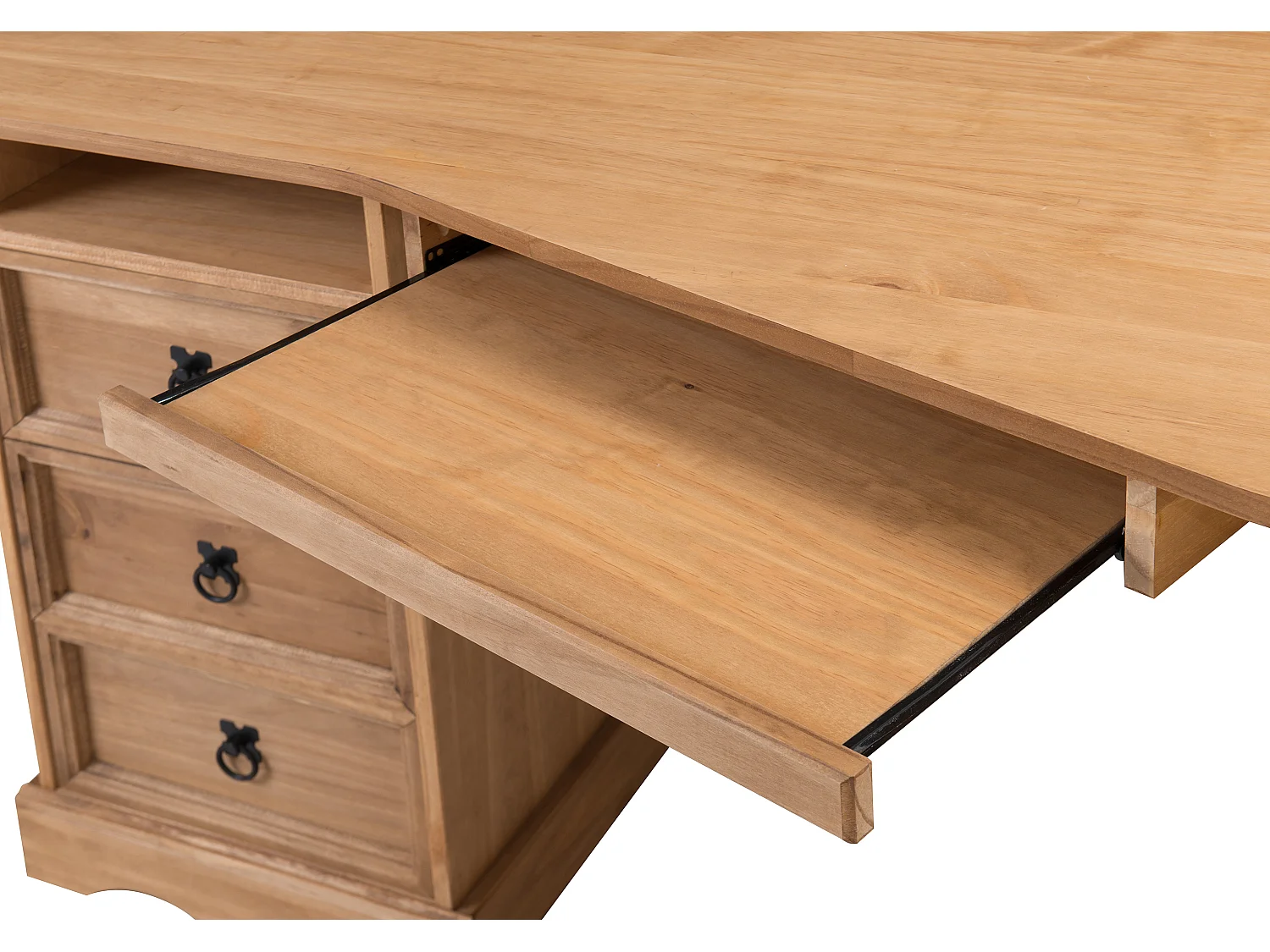 Mercers Furniture Corona Corner Computer Desk 3 Drawer 1 Door Office Bedroom Solid Wood Pine Wooden with Mexican Styling