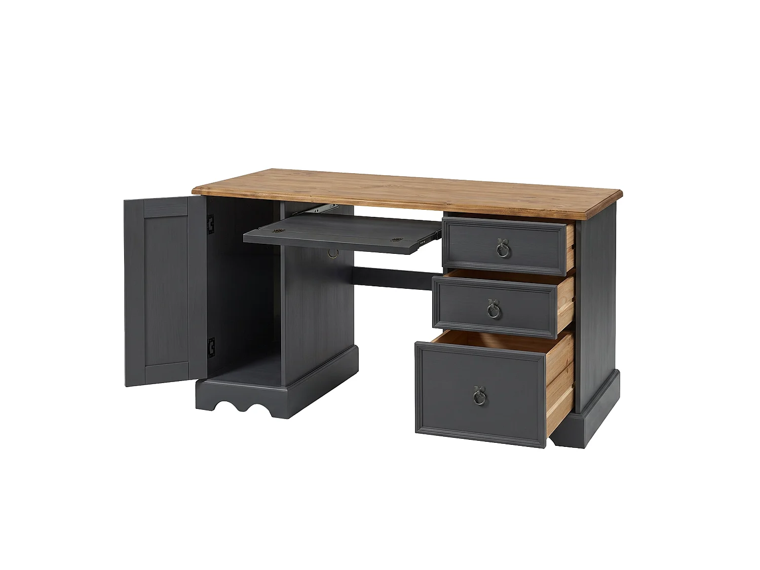 Mercers Furniture Corona Charcoal Grey Computer Desk