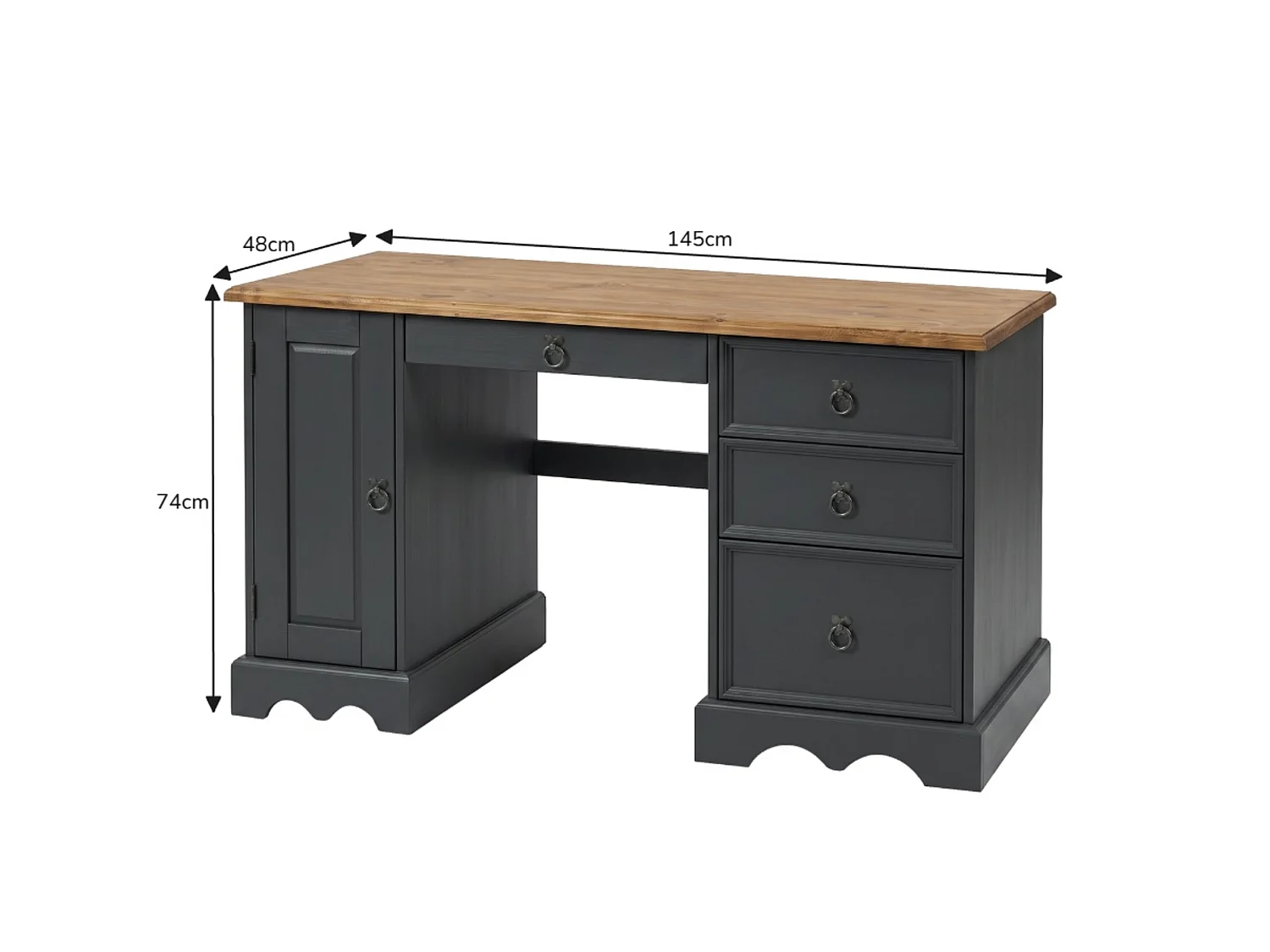 Mercers Furniture Corona Charcoal Grey Computer Desk
