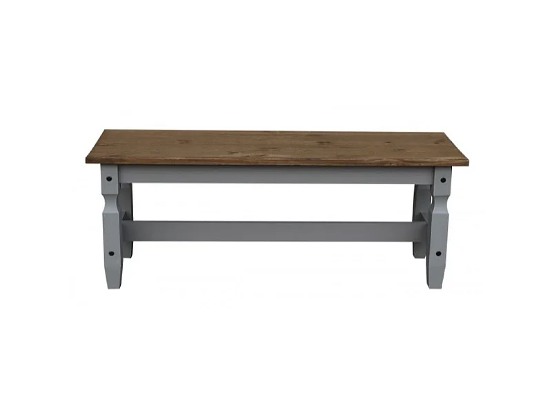 Mercers Furniture Corona Grey Wax 4'0 Dining Bench Long Seating Solid Wood Pine Wooden Hallway with Mexican Styling