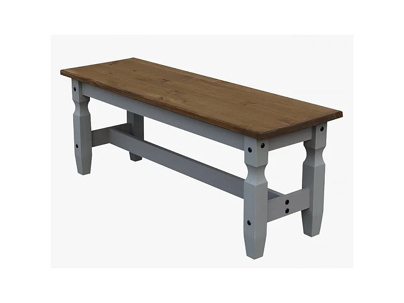 Mercers Furniture Corona Grey Wax 4'0 Dining Bench Long Seating Solid Wood Pine Wooden Hallway with Mexican Styling