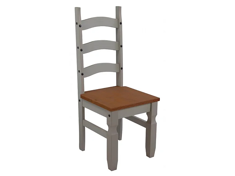 Mercers Furniture Corona Grey Wax Pair of Dining Chairs x2 Slat Back Solid Wood Pine Wooden with Mexican Styling