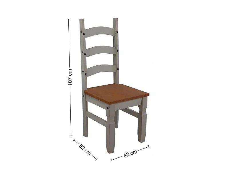 Mercers Furniture Corona Grey Wax Pair of Dining Chairs x2 Slat Back Solid Wood Pine Wooden with Mexican Styling