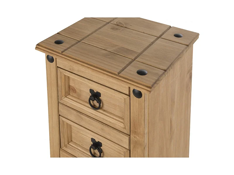 Mercers Furniture Corona Narrow 5 Drawer Bedside Cabinet Table Chest Solid Wood Pine Wooden with Mexican Styling