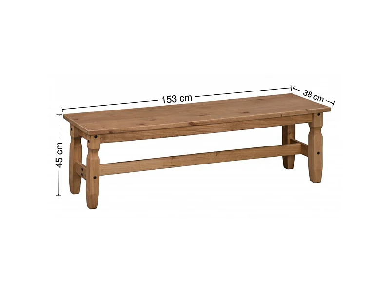 Mercers Furniture Corona 5'0 Dining Bench Long Seating Chair Hallway Solid Wood Pine Wooden with Mexican Styling