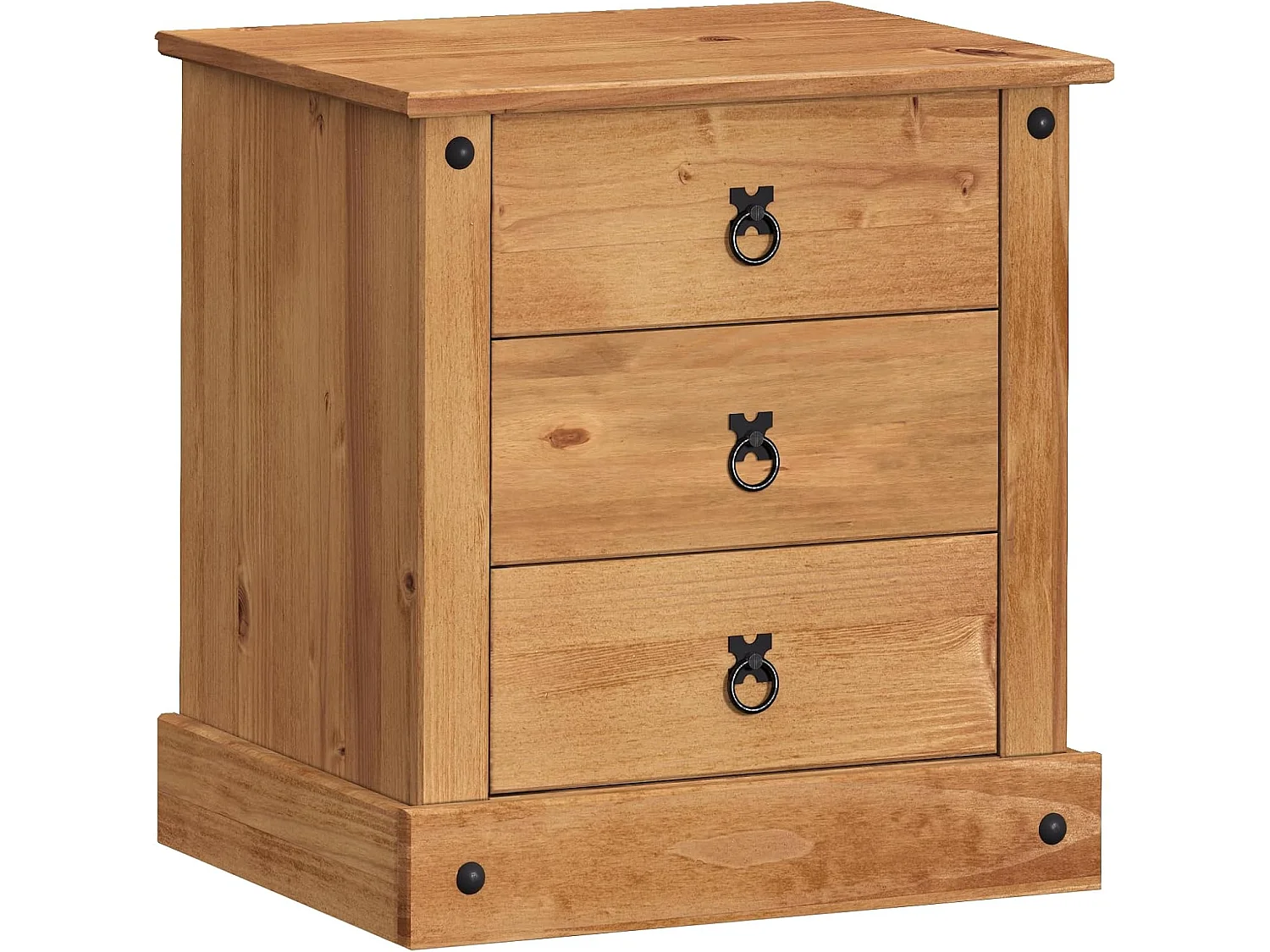 Mercers Furniture Corona 3 Drawer Budget Bedside Table Cabinet Night Stand Solid Wood Pine Wooden Bedroom with Mexican Styling