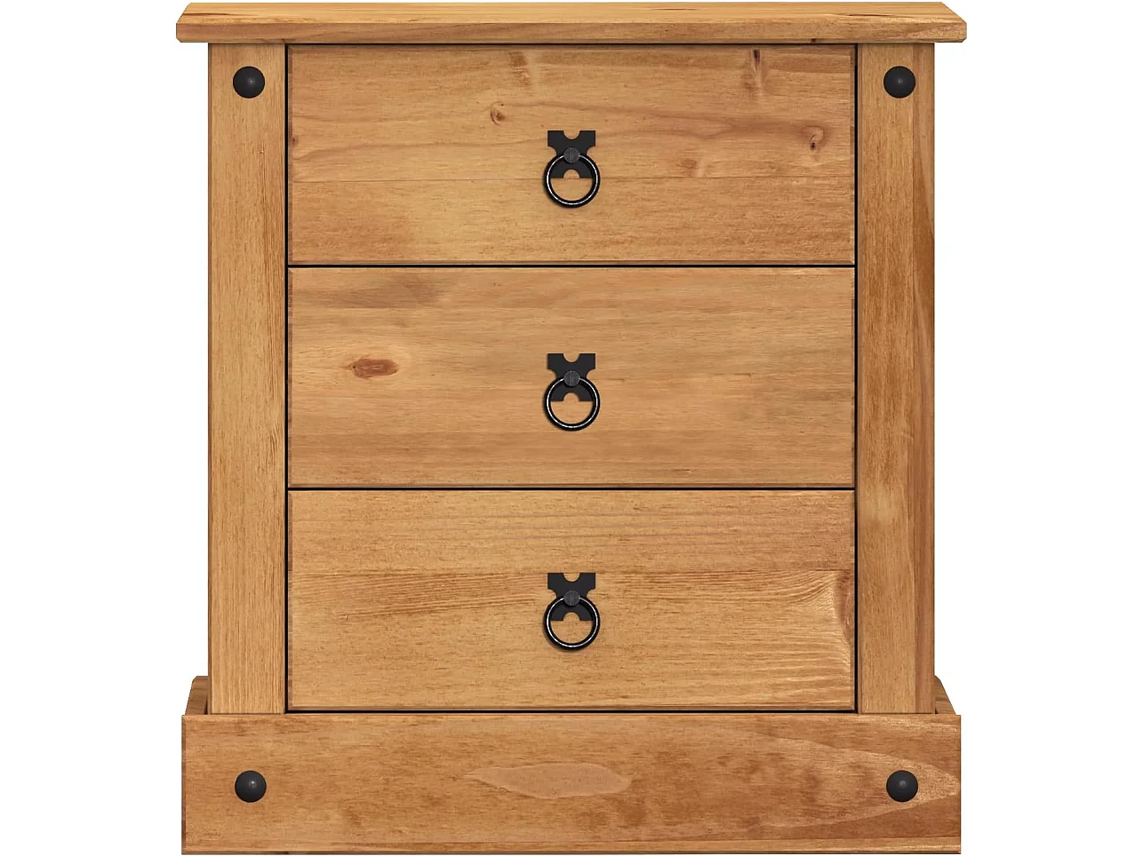 Mercers Furniture Corona 3 Drawer Budget Bedside Table Cabinet Night Stand Solid Wood Pine Wooden Bedroom with Mexican Styling