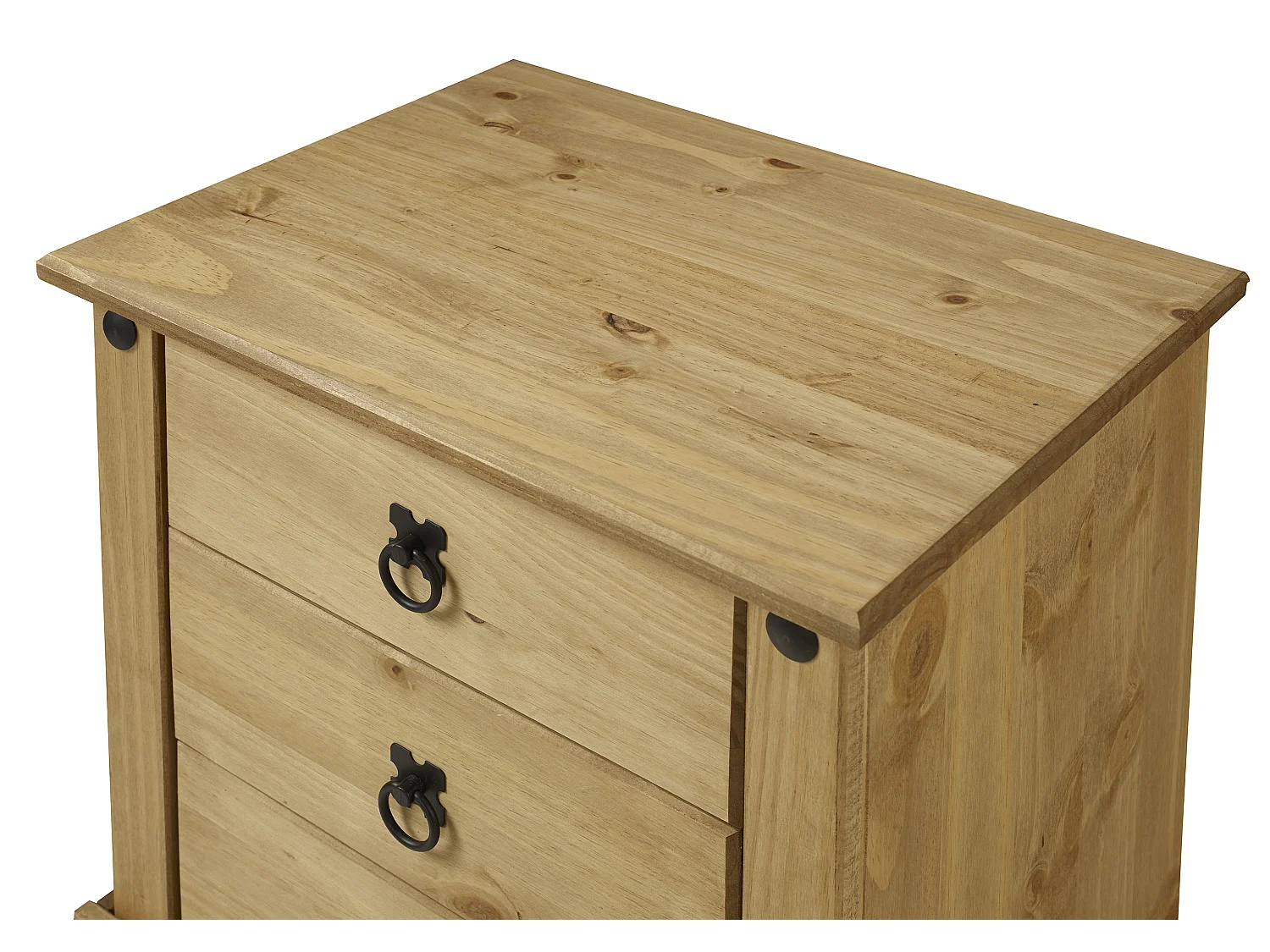 Mercers Furniture Corona 3 Drawer Budget Bedside Table Cabinet Night Stand Solid Wood Pine Wooden Bedroom with Mexican Styling