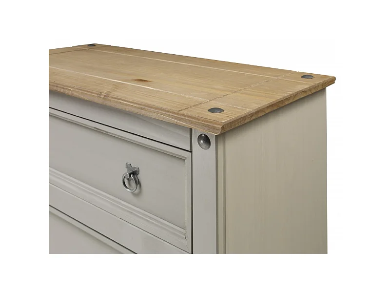 Mercers Furniture Corona Grey Wax Compact 4 Drawer Chest of Drawers Solid Wood Pine Wooden Bedroom with Mexican Styling