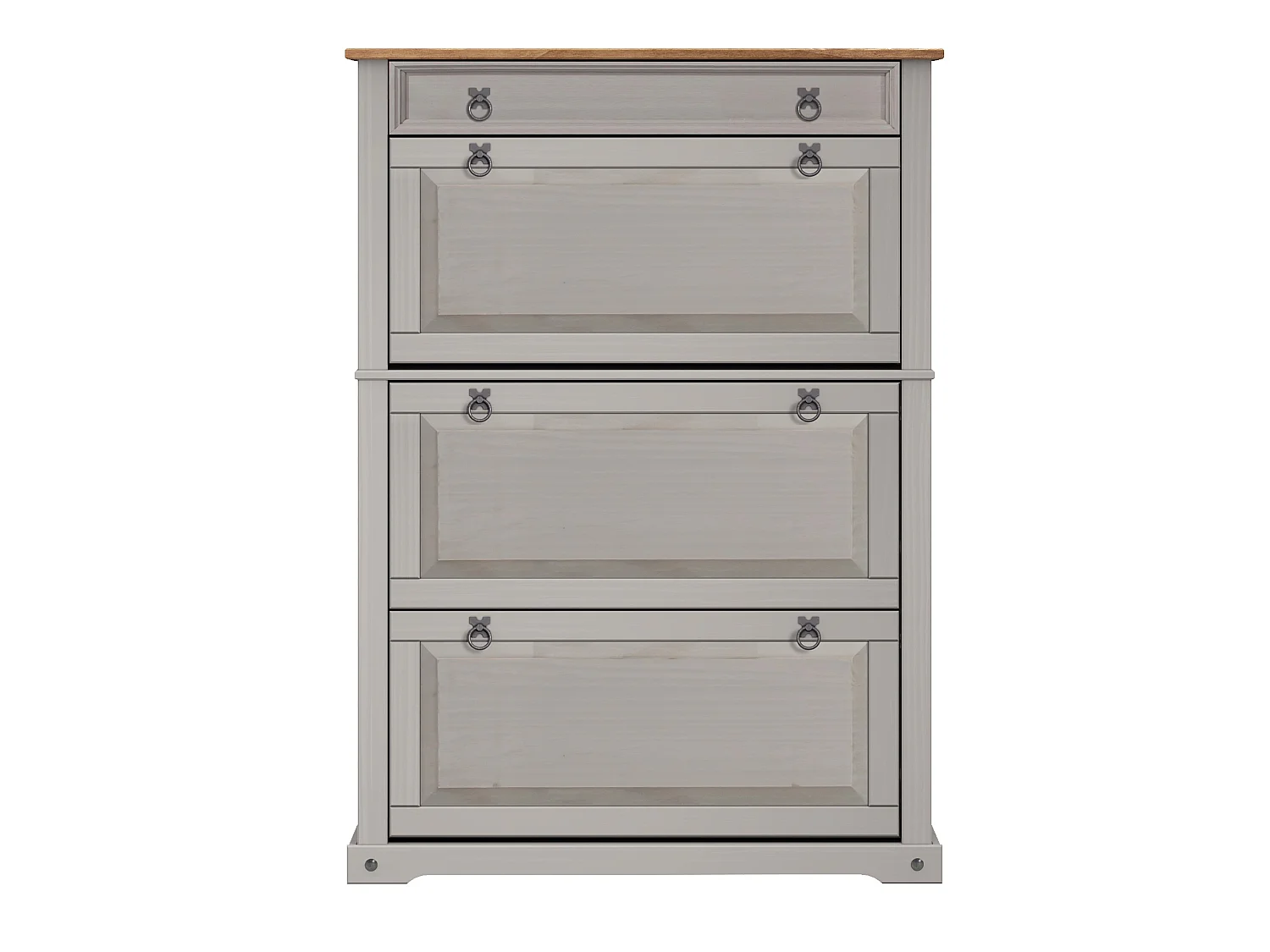 Mercers Furniture Corona Grey Wax 1 Drawer 3 Shelf Shoe Rack Chest Solid Wood Mexican Pine Wooden Hallway Storage