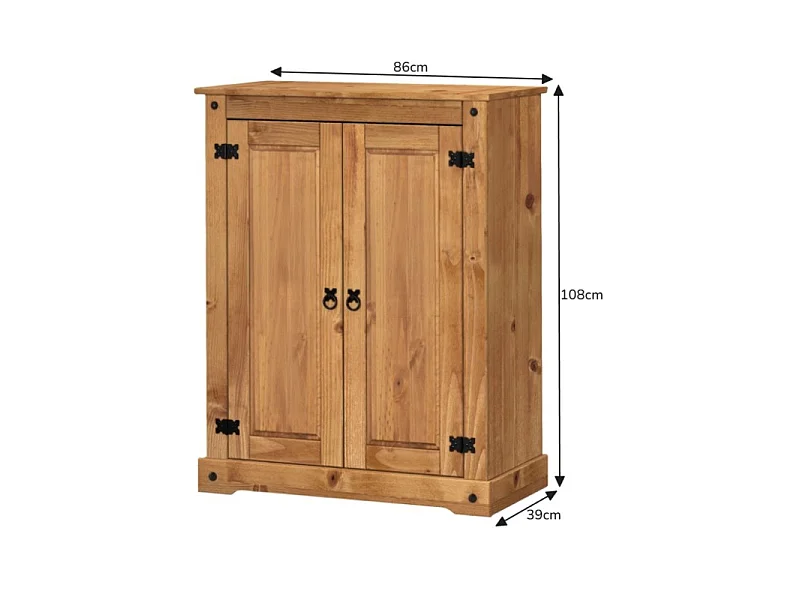 Mercers Furniture Corona 2 Door Shoe Rack Cupboard Storage Hallway Cabinet Solid Wood Mexican Pine Wooden