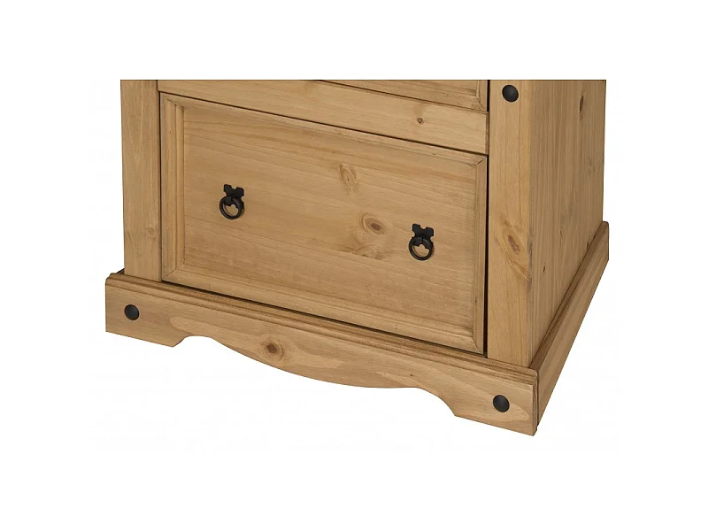 Mercers Furniture Corona 3 Drawer Wide Chest Of Drawers Solid Wood Pine Wooden Bedroom with Mexican Styling