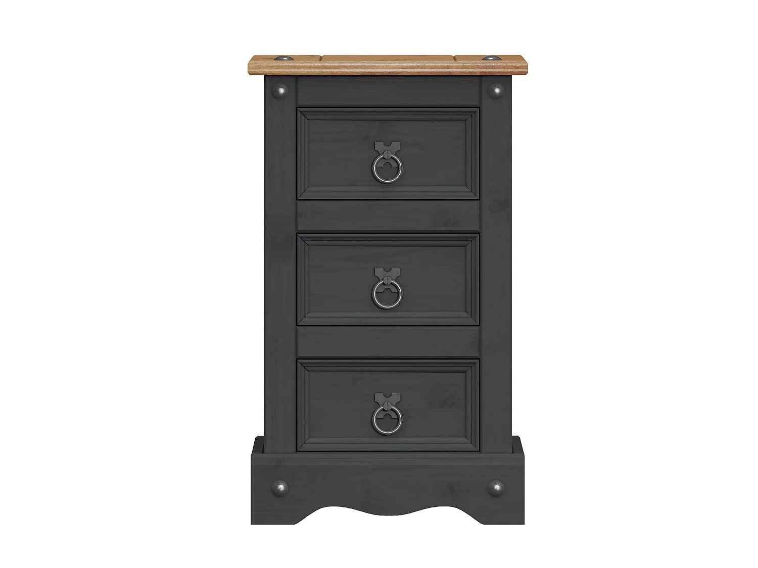 Mercers Furniture Corona Charcoal Narrow Bedside Cabinet Side End Lamp Tale Night Stand Solid Wood Mexican Pine Wooden Dark Grey Bedroom