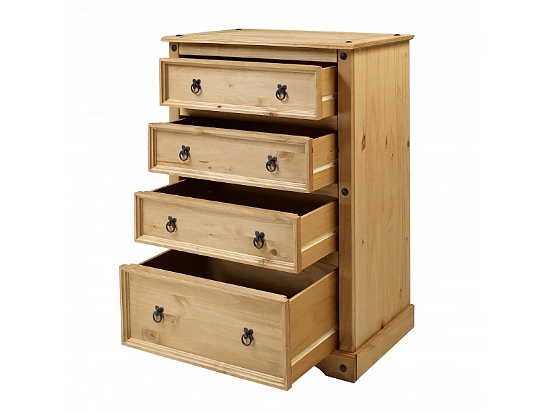 Mercers Furniture Corona Large 4 Drawer Chest of Drawers Solid Wood Pine Wooden Bedroom with Mexican Styling