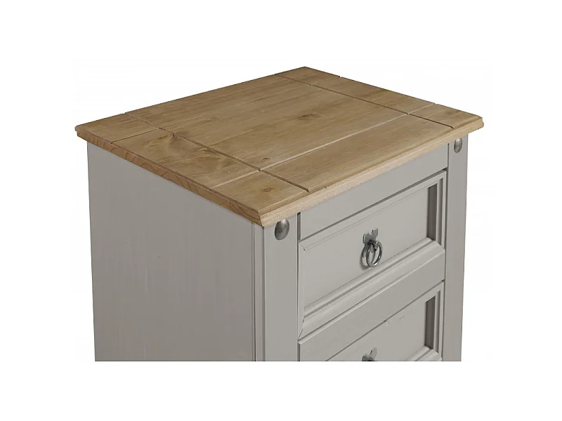 Mercers Furniture Corona Grey Wax 5 Drawer Narrow Chest Solid Wood Pine Wooden Bedroom with Mexican Styling