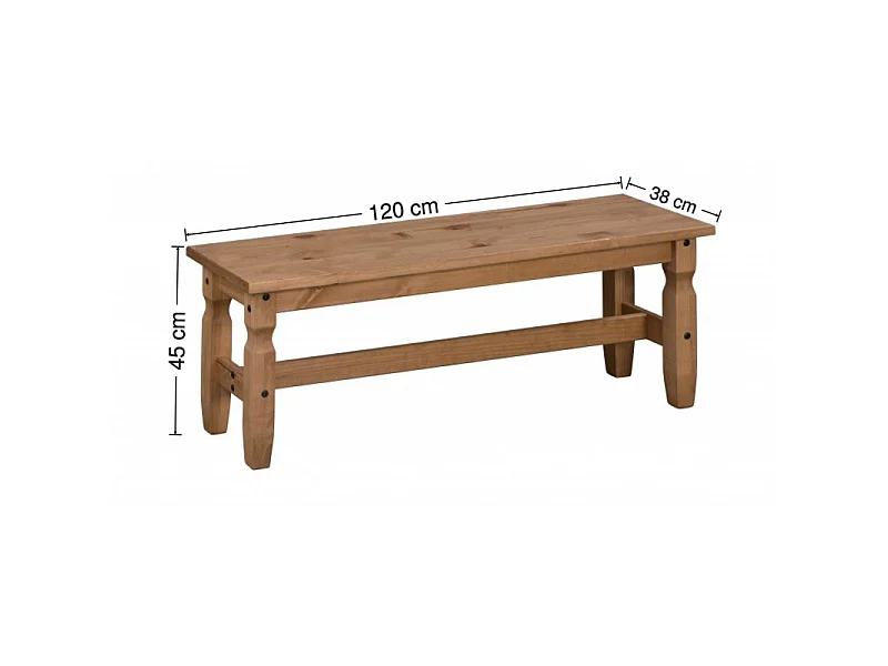 Mercers Furniture Corona 4'0 Dining Bench Long Seating Chair Hallway Solid Wood Pine Wooden with Mexican Styling