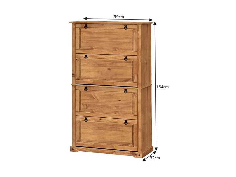 Mercers Furniture Corona 4 Shelf Shoe Rack Chest Solid Wood Mexican Pine Wooden Hallway Storage