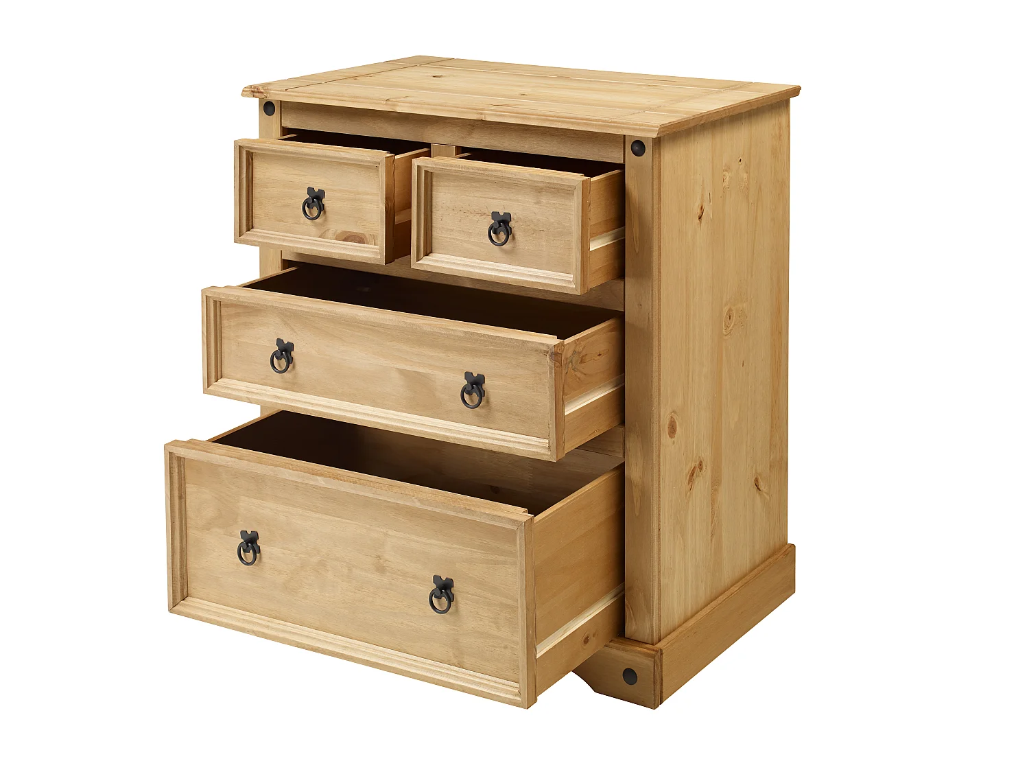 Mercers Furniture Corona Chest of Drawers Compact 2+2 4 Drawer Solid Wood Pine Wooden with Mexican Styling
