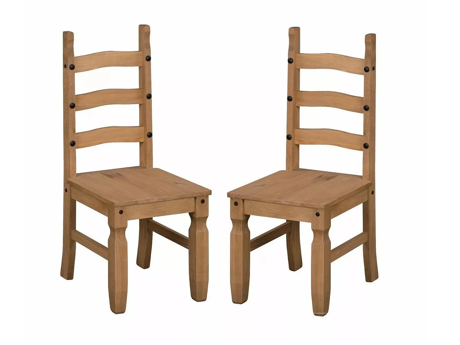 Mercers Furniture Corona Dining Chairs Pair x2 Slat Ladder Back Solid Wood Pine Wooden with Mexican Styling