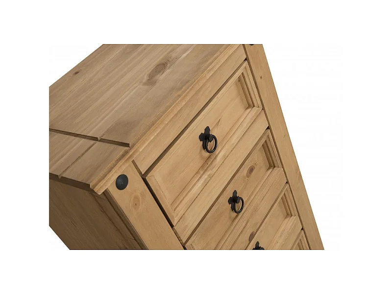Mercers Furniture Corona 5 Drawer Narrow Chest of Drawers Solid Wood Pine with Mexican Styling Wooden