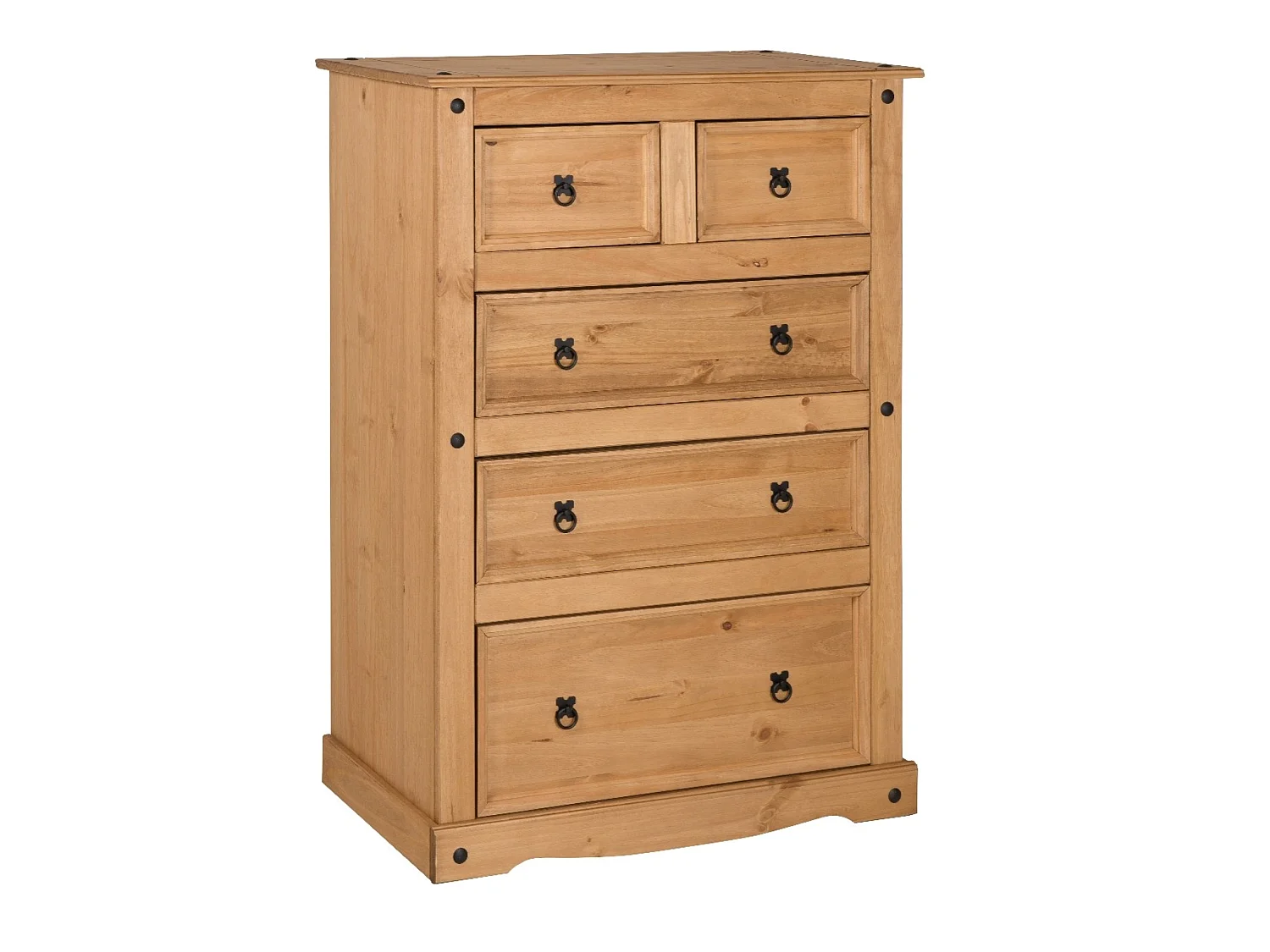 Mercers Furniture Corona Compact 2+3 Chest of 5 Drawers Solid Wood Pine Wooden Bedroom with Mexican Styling