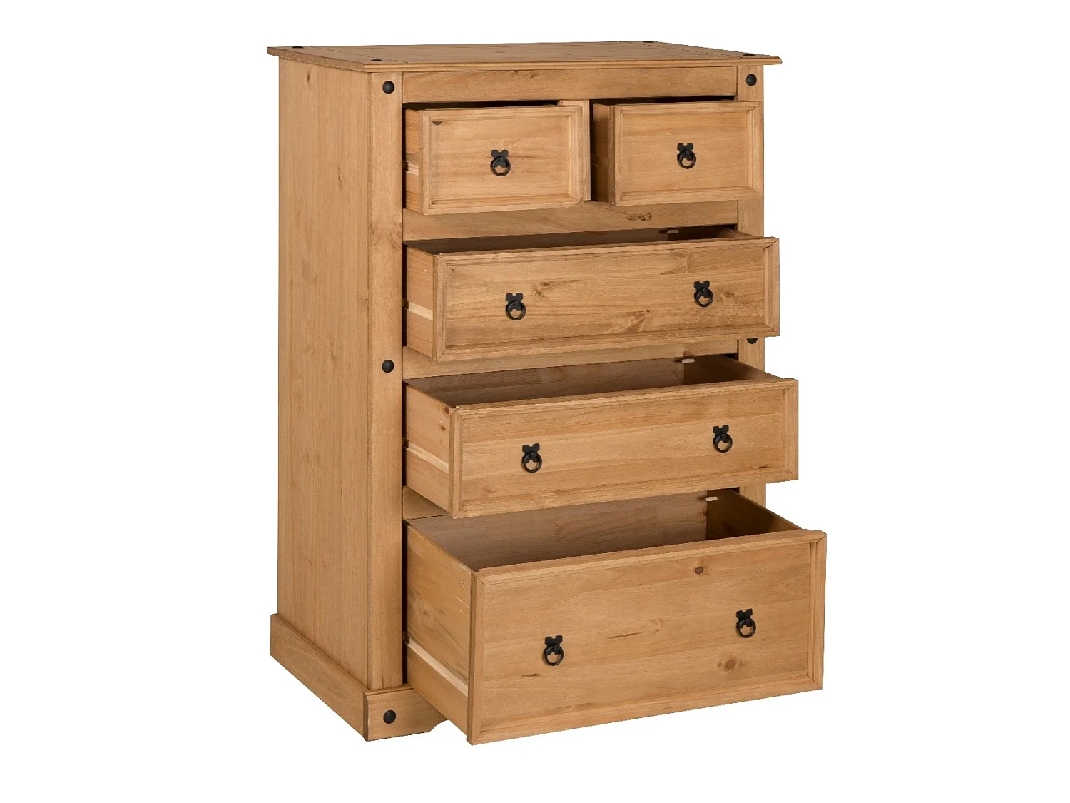 Mercers Furniture Corona Compact 2+3 Chest of 5 Drawers Solid Wood Pine Wooden Bedroom with Mexican Styling