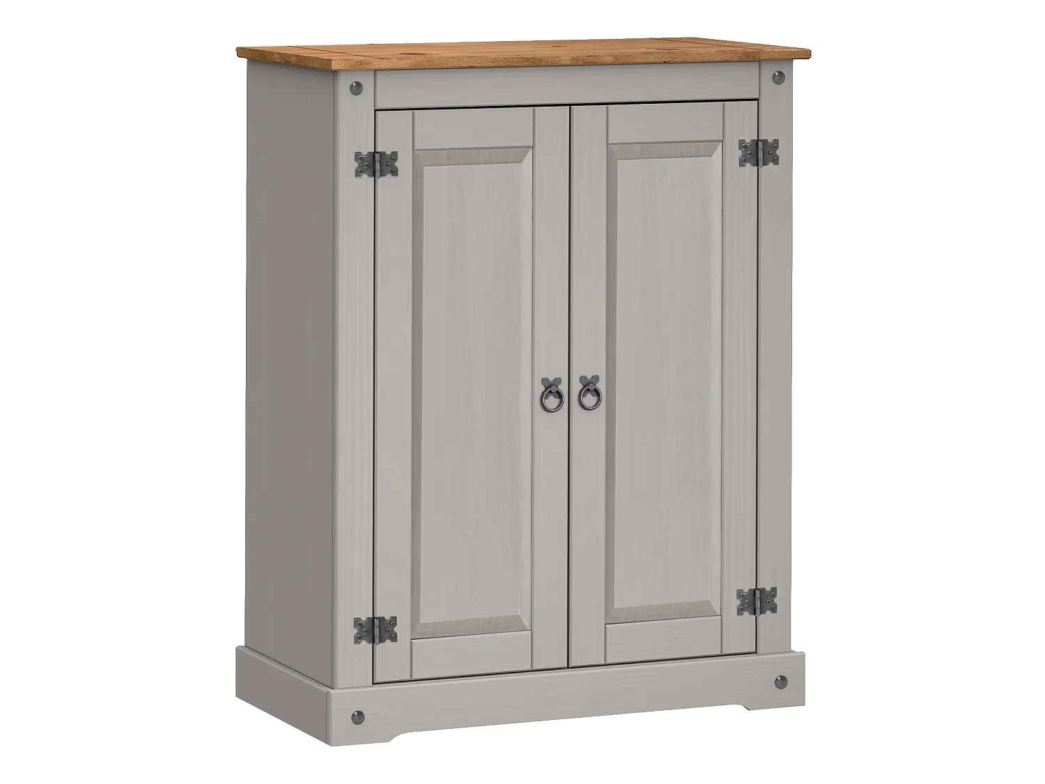 Mercers Furniture Corona Grey Wax 2 Door Shoe Cupboard Rack Solid Wood Mexican Pine Wooden Hallway Storage