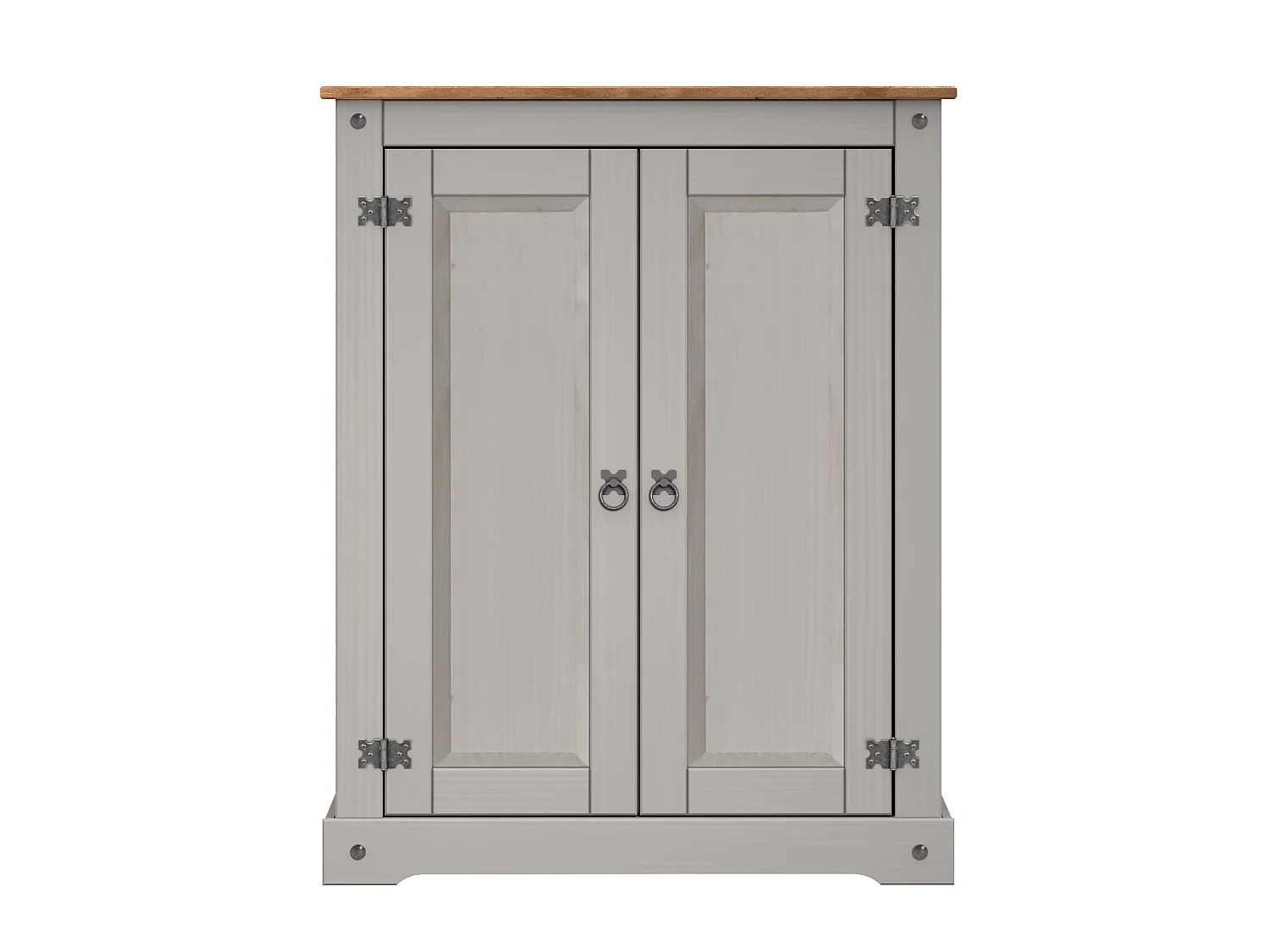 Mercers Furniture Corona Grey Wax 2 Door Shoe Cupboard Rack Solid Wood Mexican Pine Wooden Hallway Storage