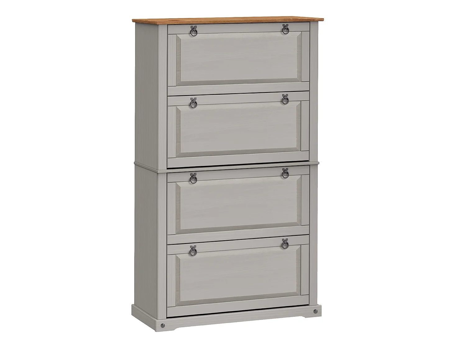Mercers Furniture Corona Grey Wax 4 Shelf Shoe Rack Chest Solid Wood Mexican Pine Wooden Hallway Storage