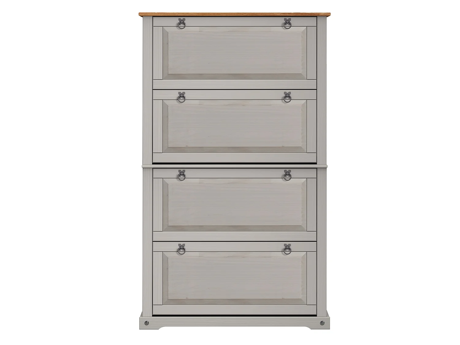 Mercers Furniture Corona Grey Wax 4 Shelf Shoe Rack Chest Solid Wood Mexican Pine Wooden Hallway Storage