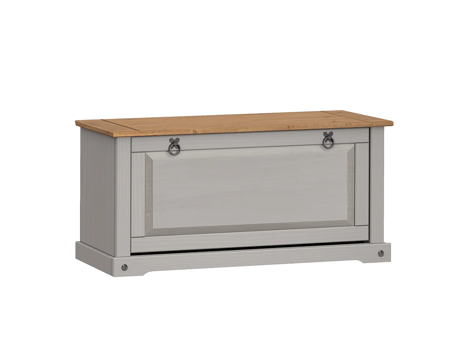 Mercers Furniture Corona Grey Wax 1 Shelf Shoe Rack Chest Solid Wood Mexican Pine Wooden Hallway Storage Bench