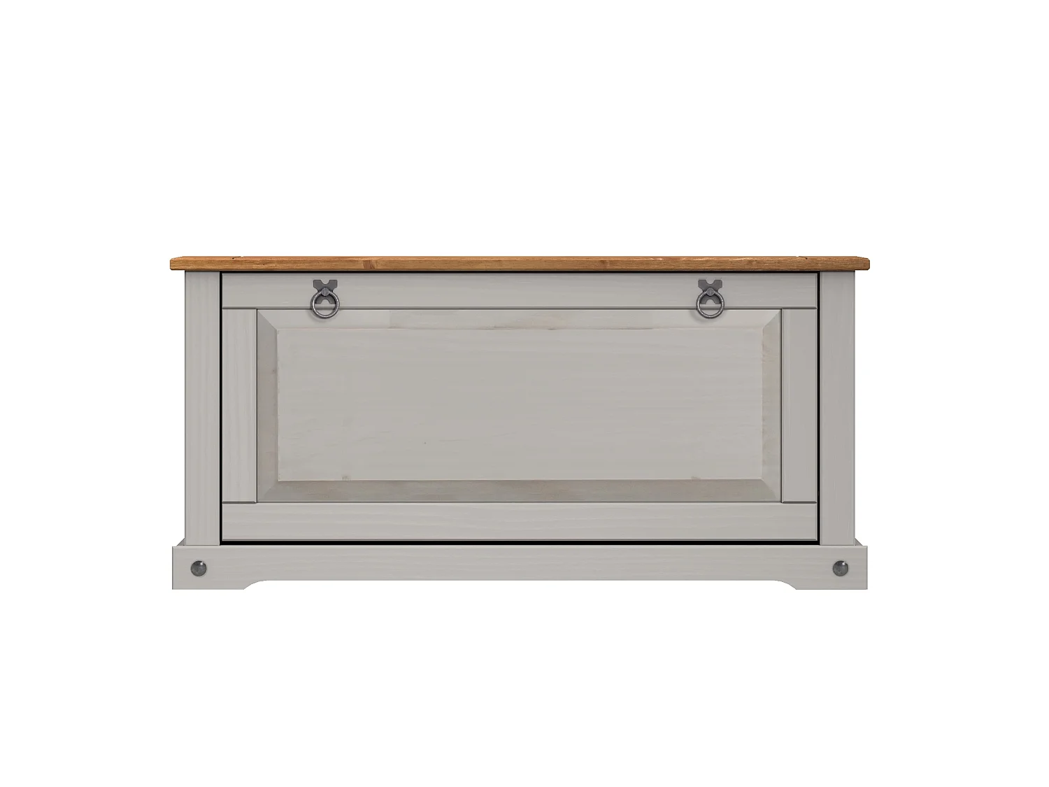 Mercers Furniture Corona Grey Wax 1 Shelf Shoe Rack Chest Solid Wood Mexican Pine Wooden Hallway Storage Bench