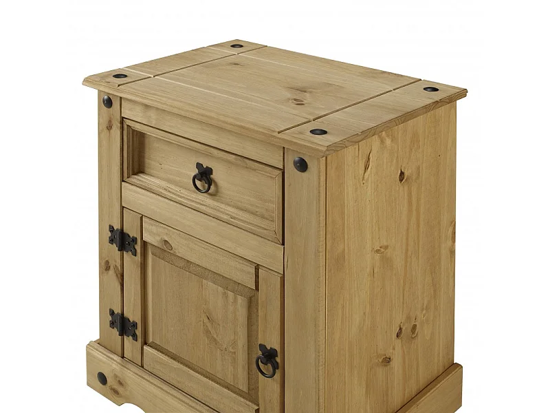 Mercers Furniture Corona LARGE Pot Cupboard Bedside Table Cabinet 1 Door 1 Drawer Solid Wood Pine Wooden with Mexican Styling