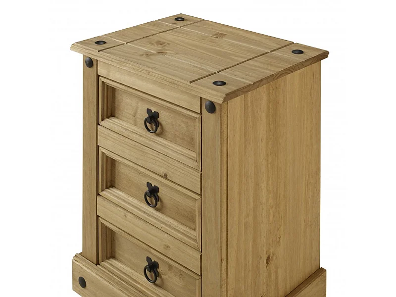 Mercers Furniture Corona Medium 3 Drawer Bedside Cabinet Chest Table Night Stand Solid Wood Pine Wooden Bedroom with Mexican Styling