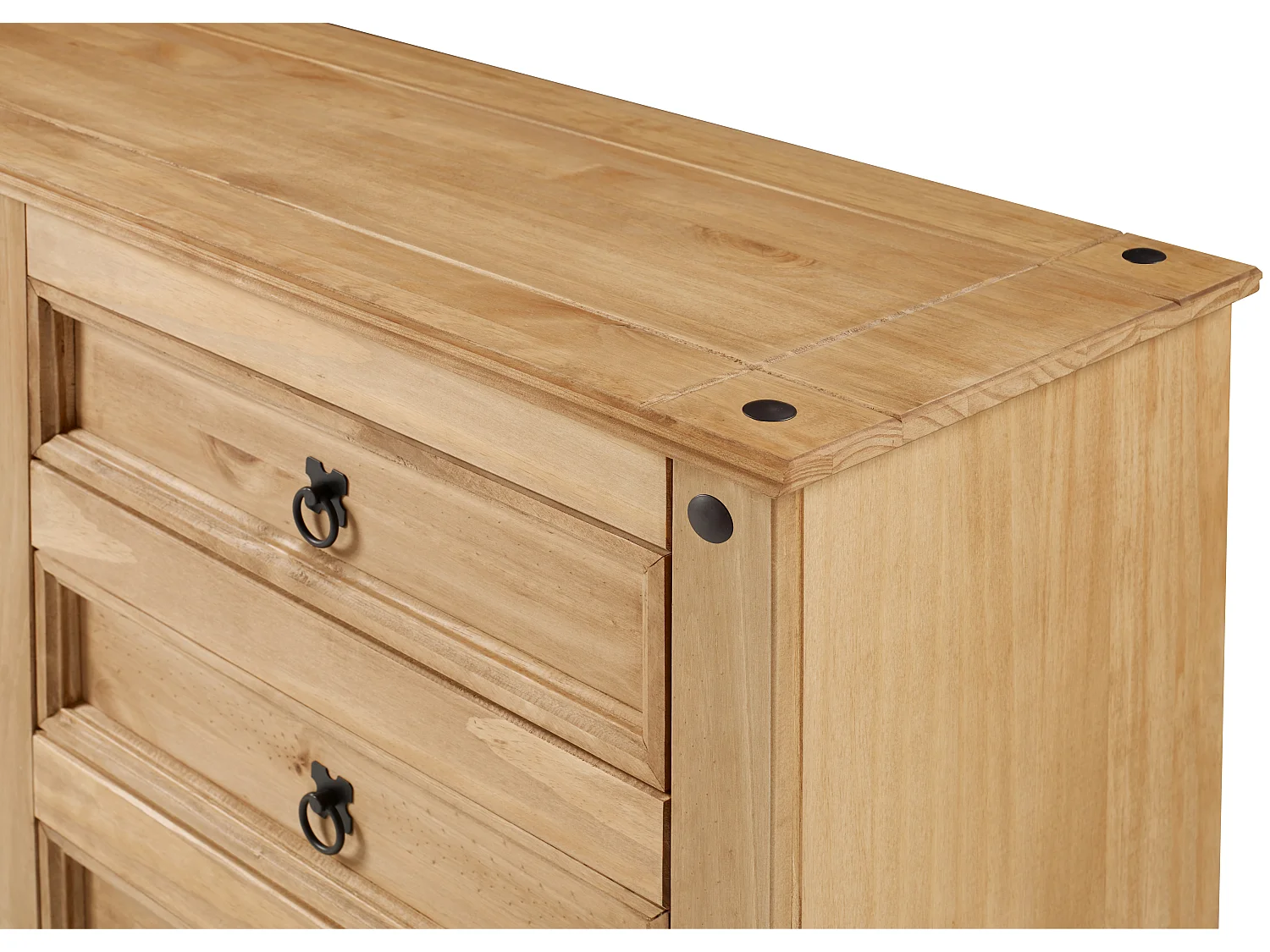 Mercers Furniture Corona Low 3+3 Wide Chest of 6 Drawers Sideboard Solid Wood Pine Wooden with Mexican Styling