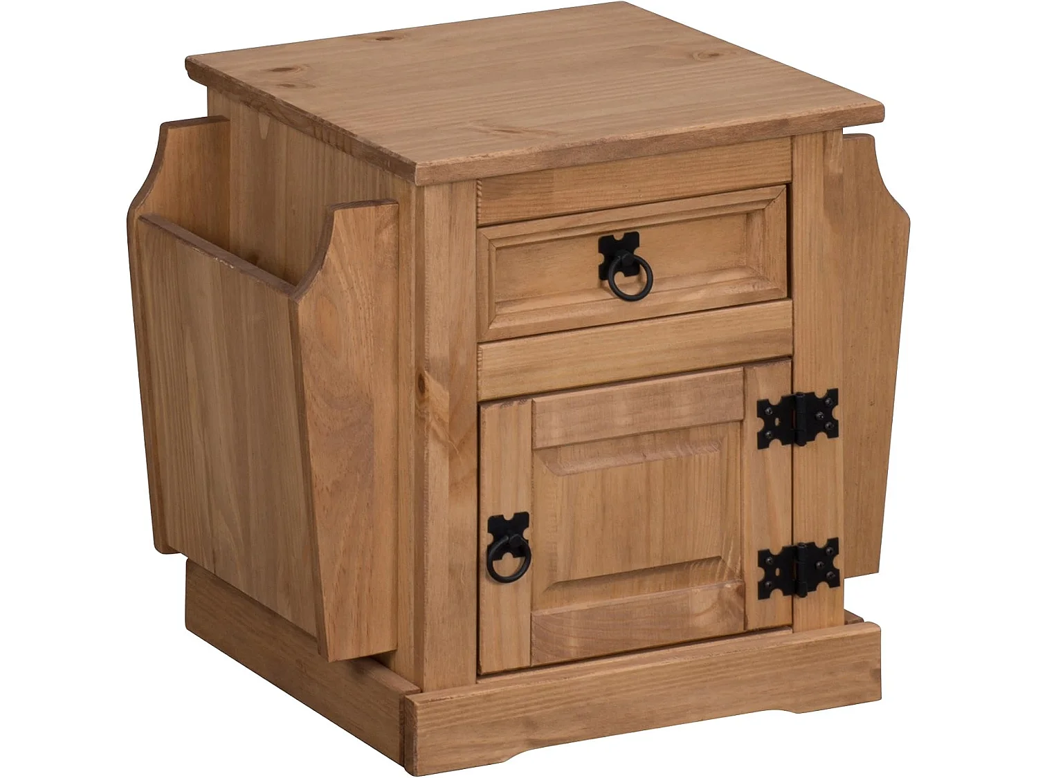 Mercers Furniture Corona Magazine Rack 1 Door 1 Drawer Table Bedside Cabinet Lamp Solid Wood Pine Wooden with Mexican Styling