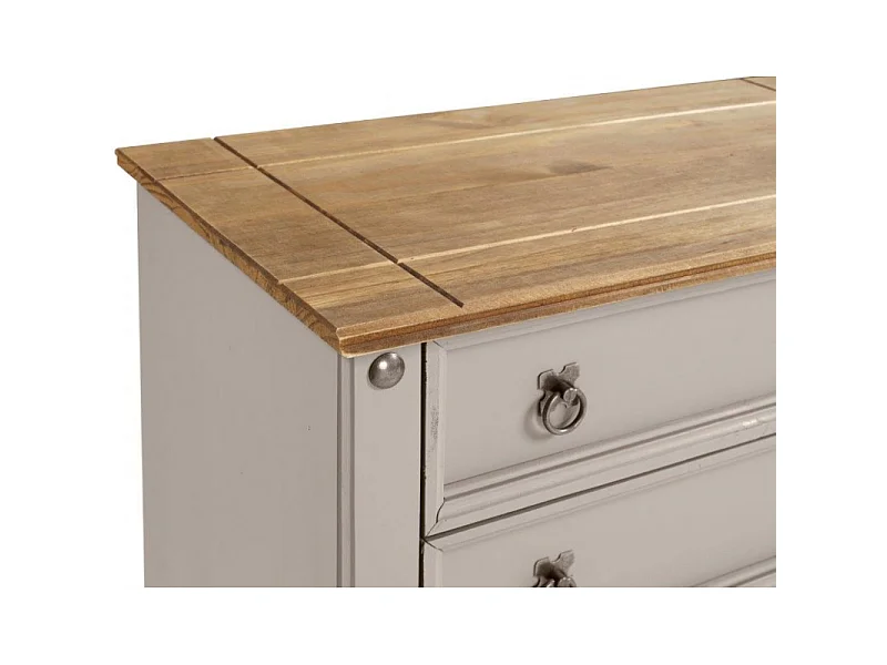 Mercers Furniture Corona Grey Wax Small 5 Drawer Chest of Drawers Solid Wood Pine Wooden Bedroom with Mexican Styling