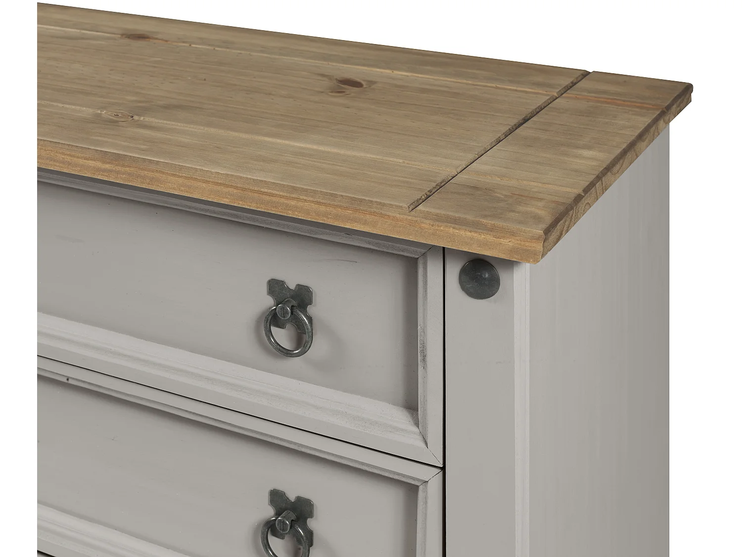 Mercers Furniture Corona Grey Wax Small 5 Drawer Chest of Drawers Solid Wood Pine Wooden Bedroom with Mexican Styling