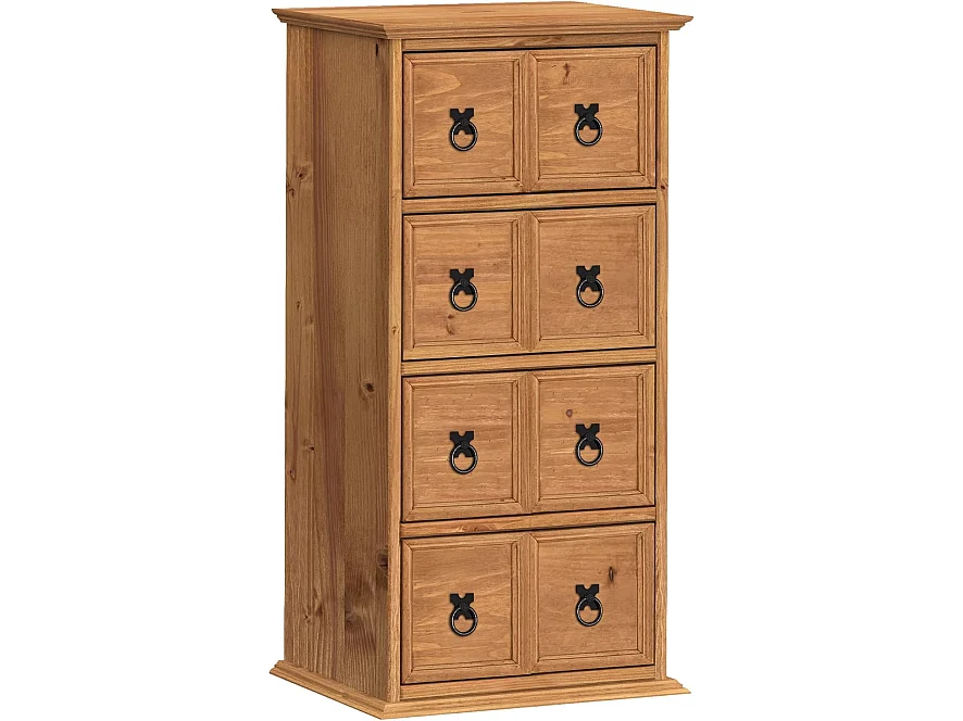 Mercers Furniture Corona 4x2 CD Unit 4 Drawer Storage Tower Solid Wood Pine Wooden with Mexican Styling