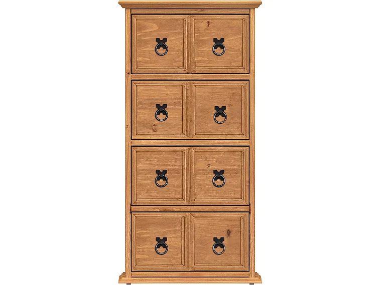 Mercers Furniture Corona 4x2 CD Unit 4 Drawer Storage Tower Solid Wood Pine Wooden with Mexican Styling
