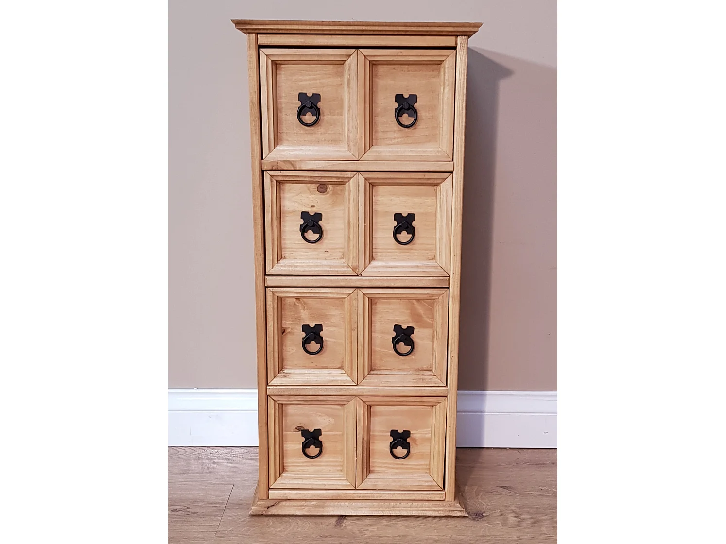 Mercers Furniture Corona 4x2 CD Unit 4 Drawer Storage Tower Solid Wood Pine Wooden with Mexican Styling