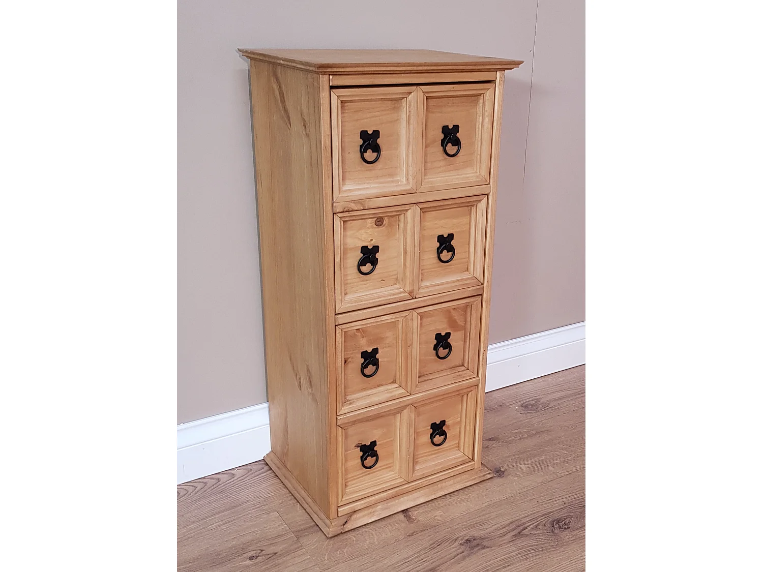 Mercers Furniture Corona 4x2 CD Unit 4 Drawer Storage Tower Solid Wood Pine Wooden with Mexican Styling