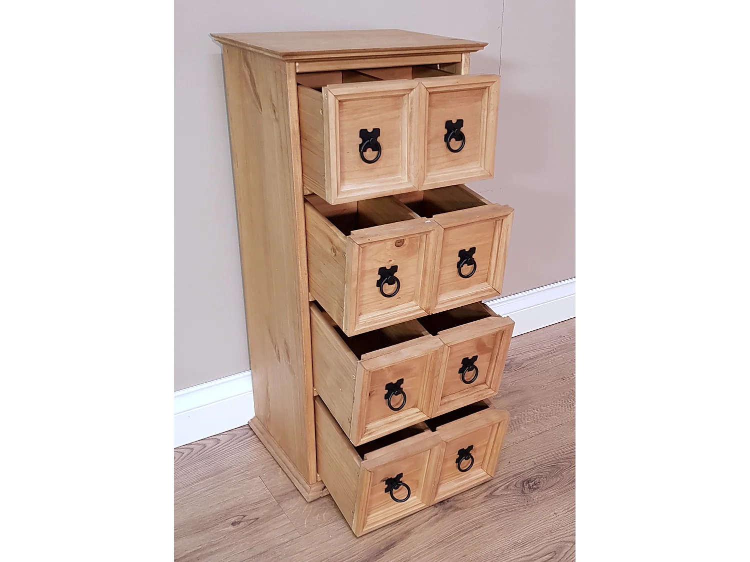 Mercers Furniture Corona 4x2 CD Unit 4 Drawer Storage Tower Solid Wood Pine Wooden with Mexican Styling