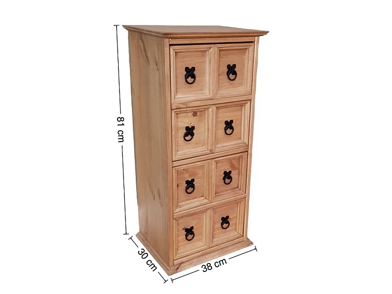 Mercers Furniture Corona 4x2 CD Unit 4 Drawer Storage Tower Solid Wood Pine Wooden with Mexican Styling