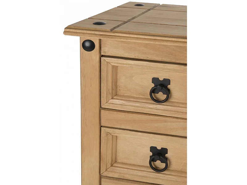 Mercers Furniture Corona Narrow 6 Drawer Bedside Table Cabinet Chest Solid Wood Pine Wooden with Mexican Styling