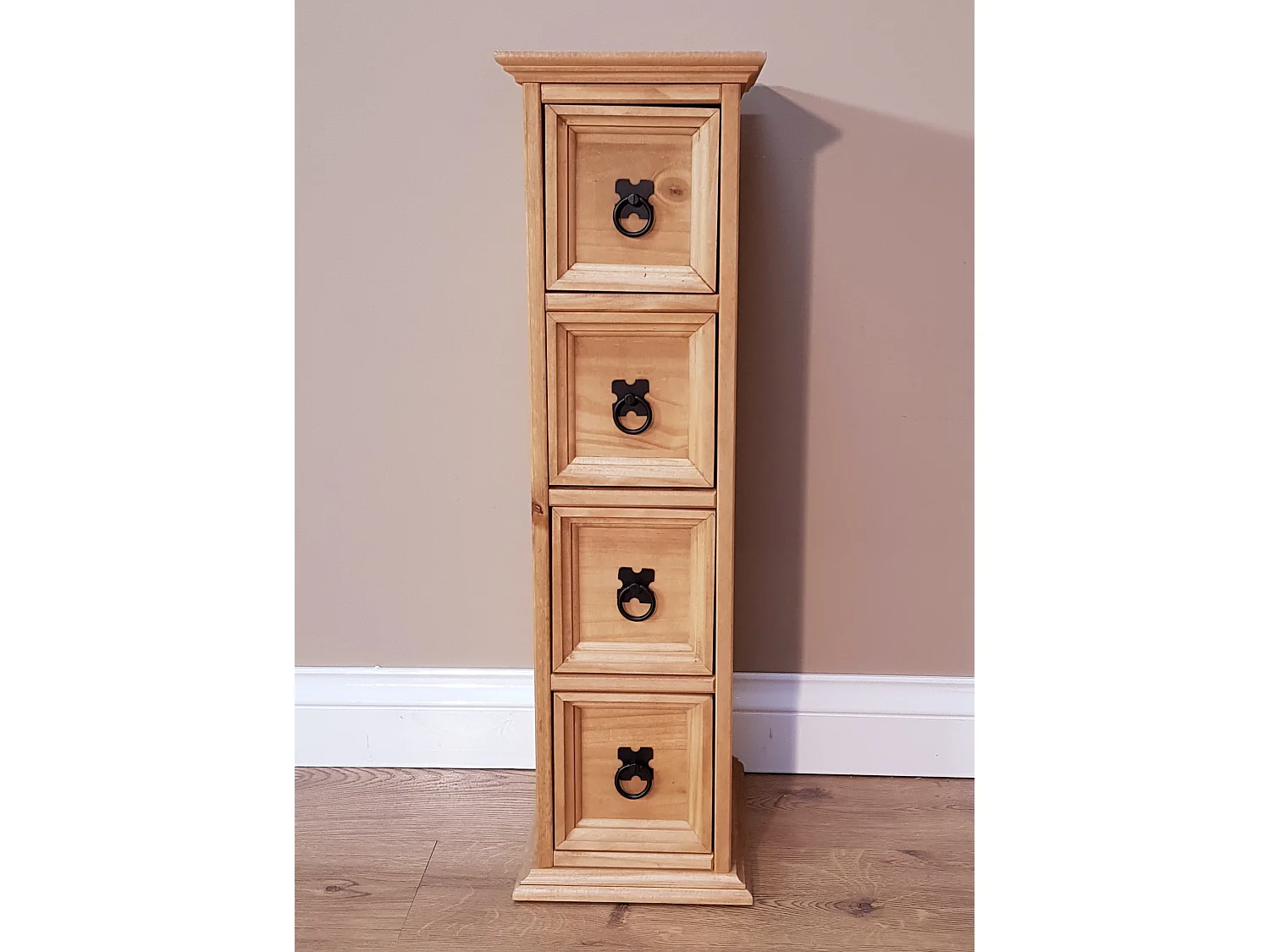 Mercers Furniture Corona 4x1 CD Unit 4 Drawer Storage Tower Solid Wood Pine Wooden with Mexican Styling