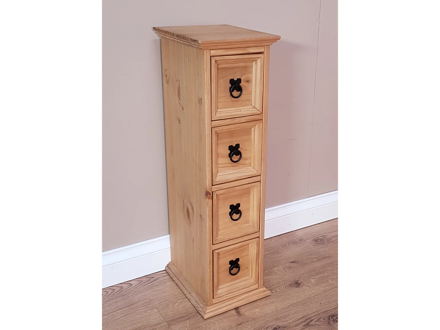 Mercers Furniture Corona 4x1 CD Unit 4 Drawer Storage Tower Solid Wood Pine Wooden with Mexican Styling